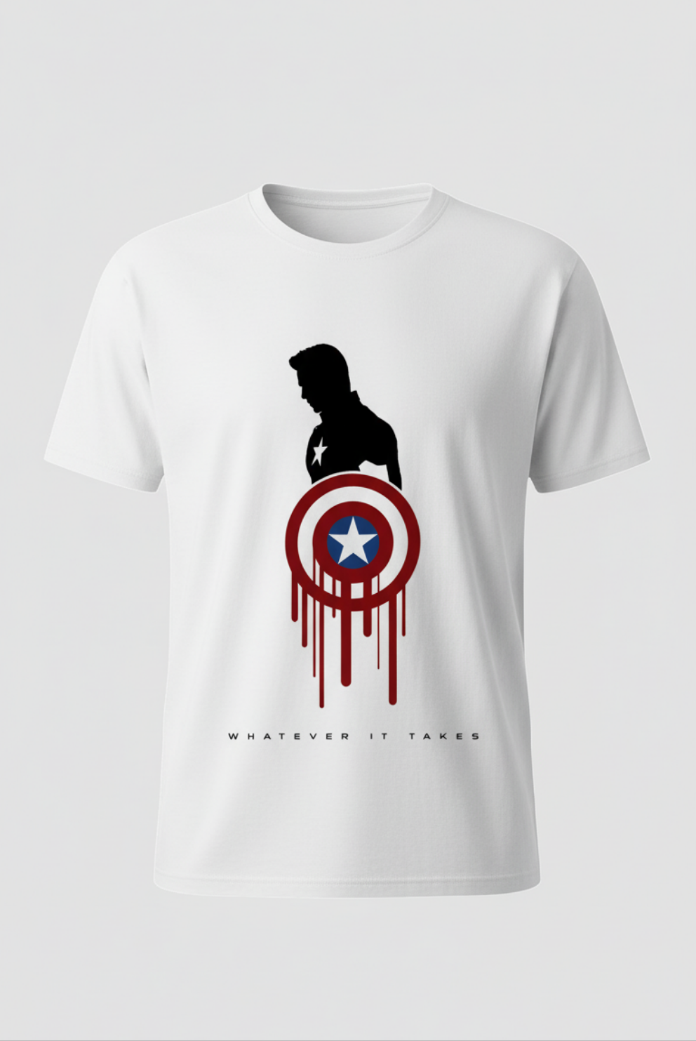 Solid white tshirt printed captain america