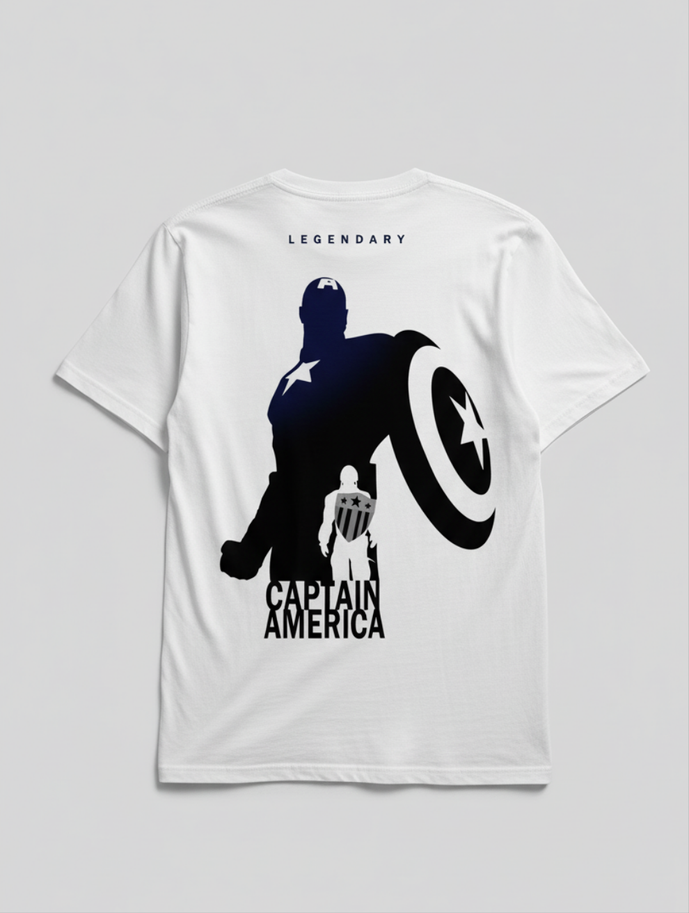 Solid white tshirt printed captain america