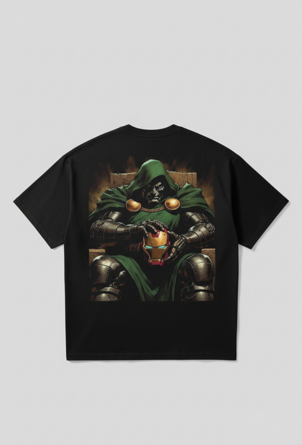 Solid black printed tshirt Dr doom owner of magic