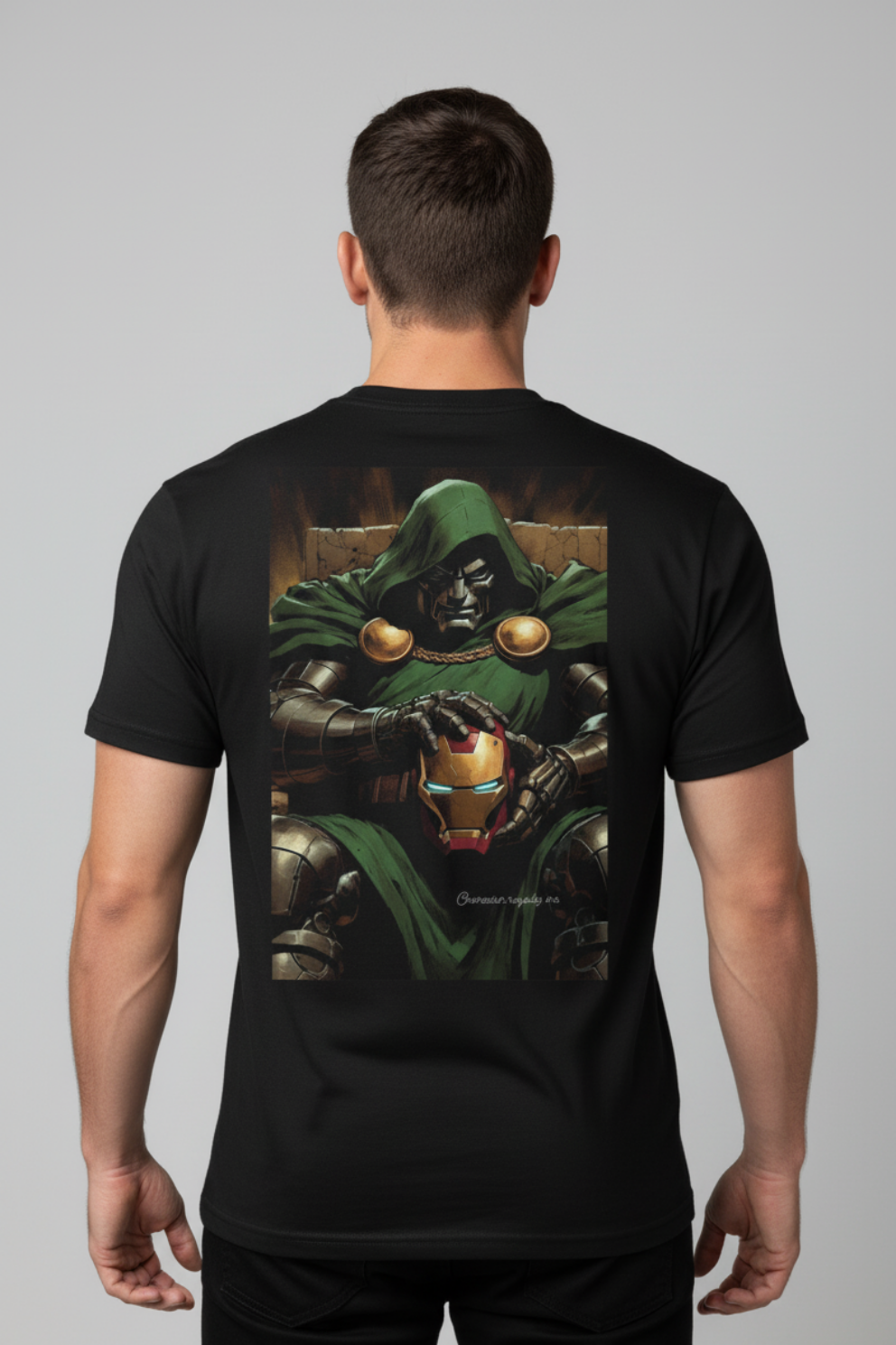 Solid black printed tshirt Dr doom owner of magic