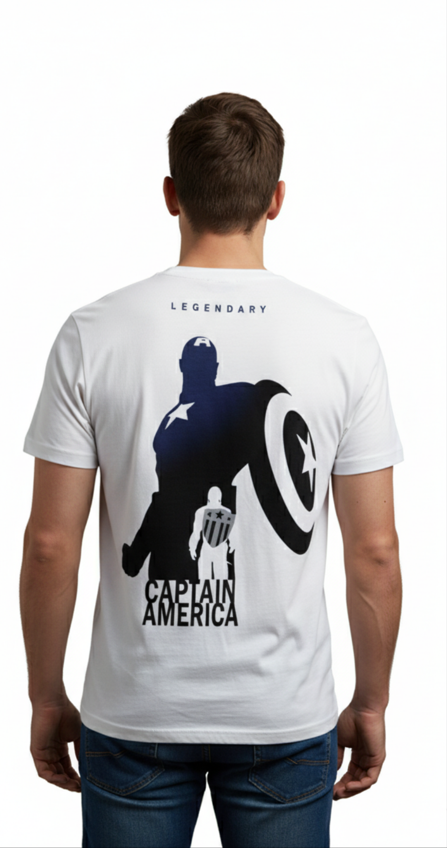 Solid white tshirt printed captain america