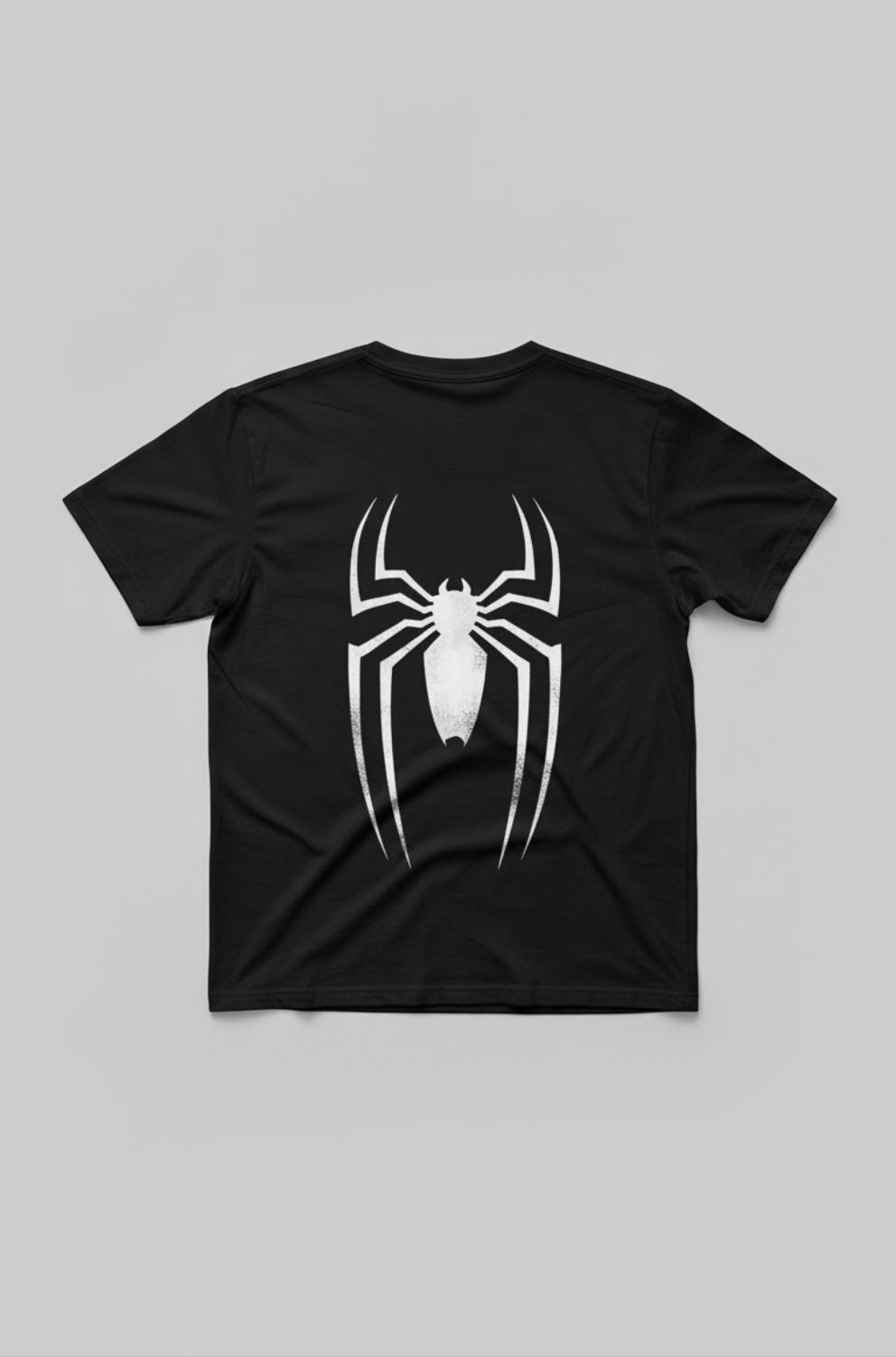 Solid black tshirt printed spider man
