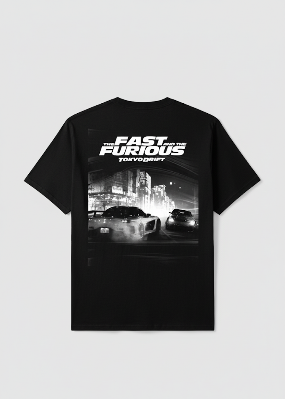 Solid black printed tshirt fast and furious car lovers