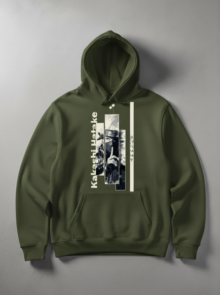Premium hoodie for winters front side printed famous anime character kakashi hatake