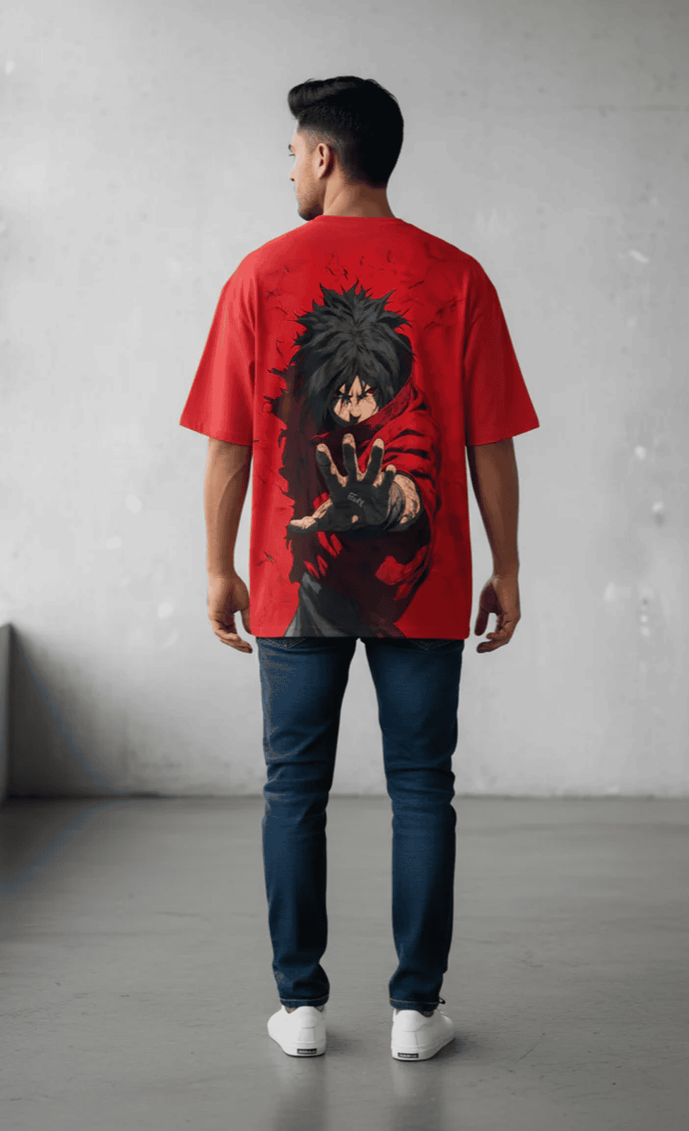 Solid red colour oversized tshirt famous anime character