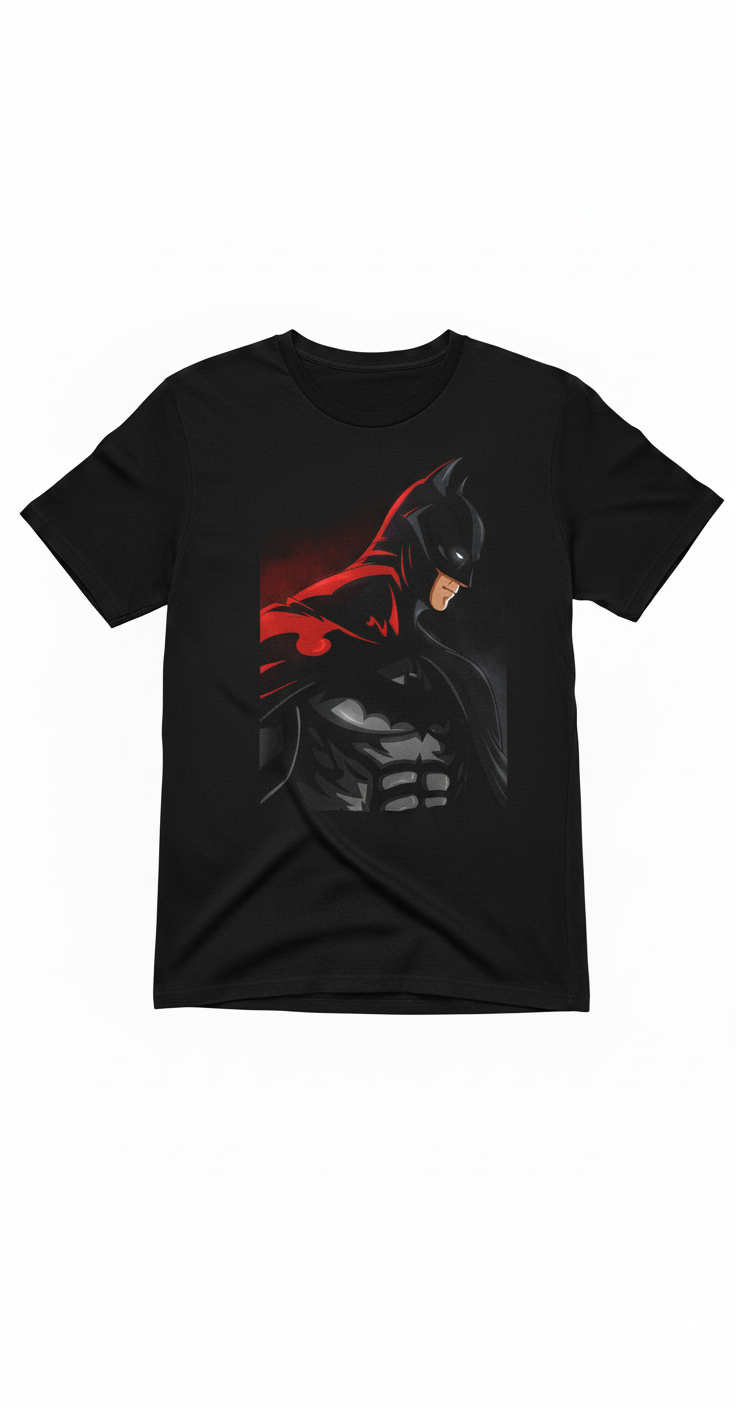 Solid black tshirt printed batman