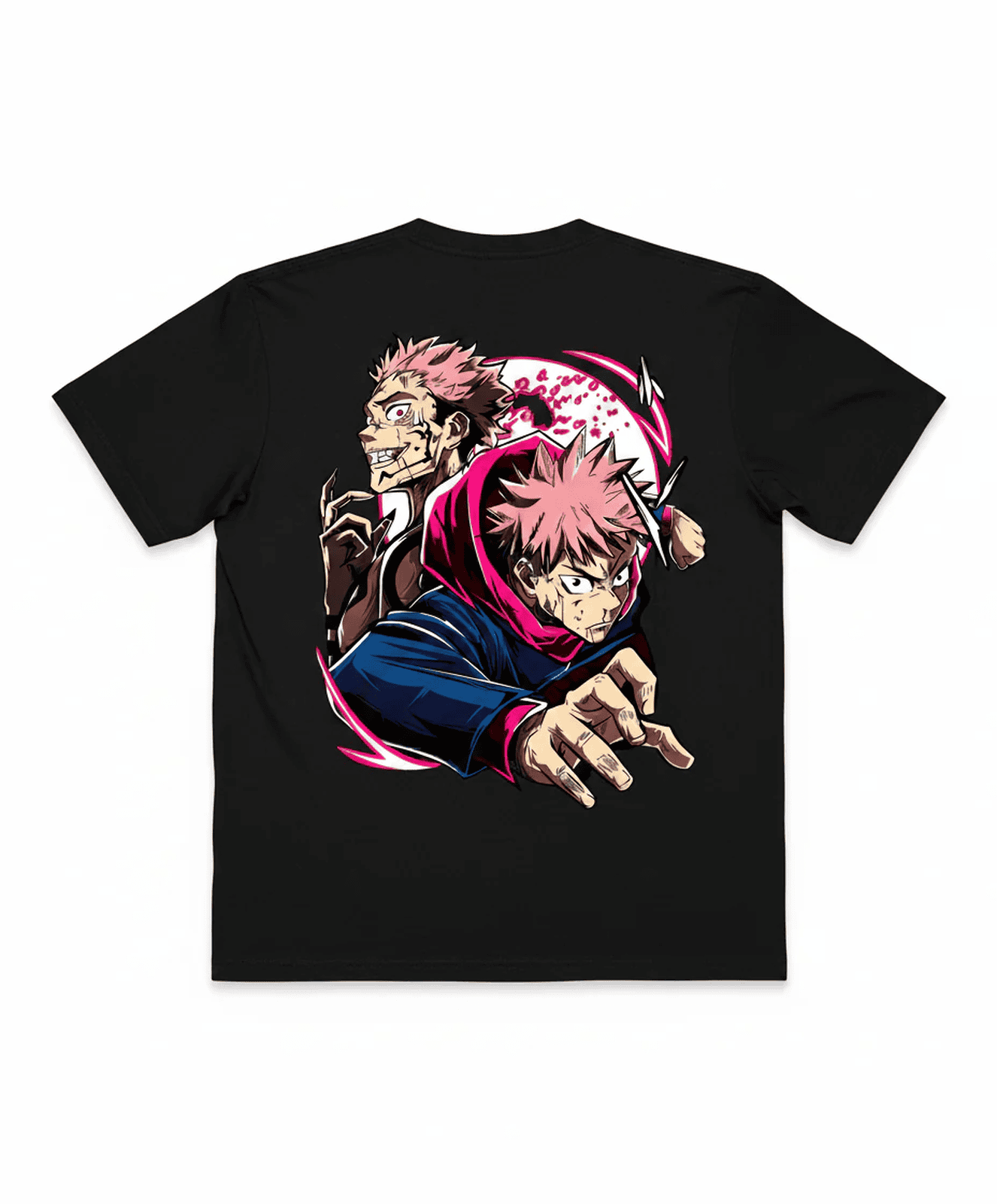 Solid black tshirt printed famous anime series character jujutsu kaisen