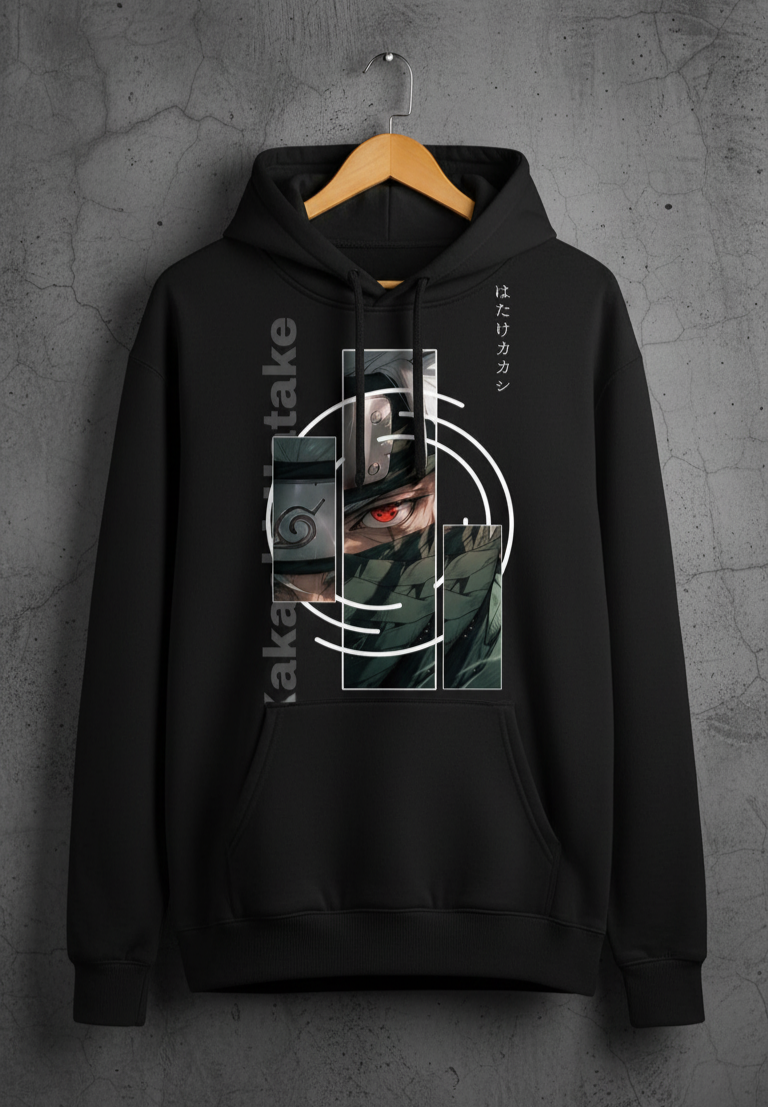 Premium hoodies for winters front side printed famous anime character kakashi hatake