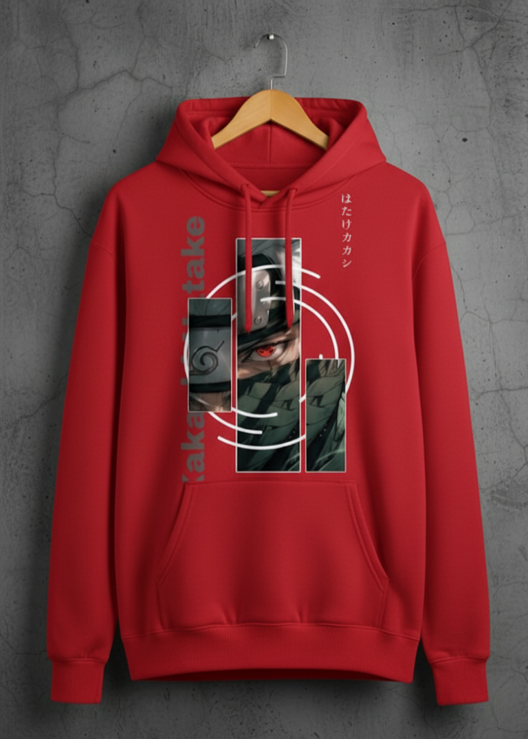 Premium hoodies for winters front side printed famous anime character kakashi hatake