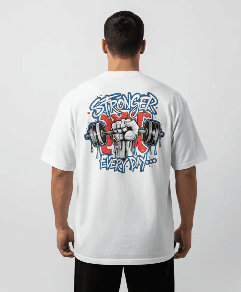 Solid white oversized tshirt printed make things happen