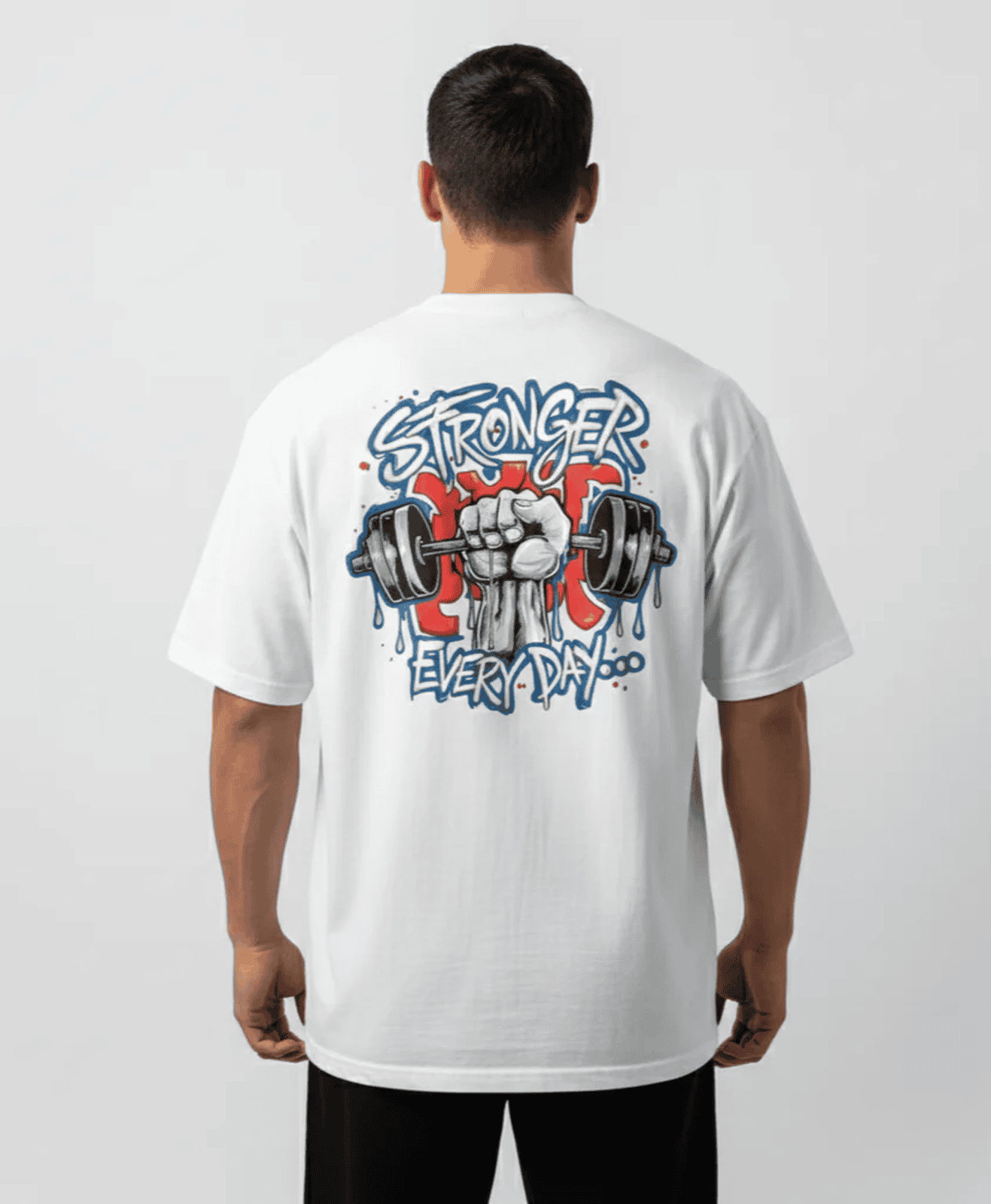 Solid white oversized tshirt printed make things happen