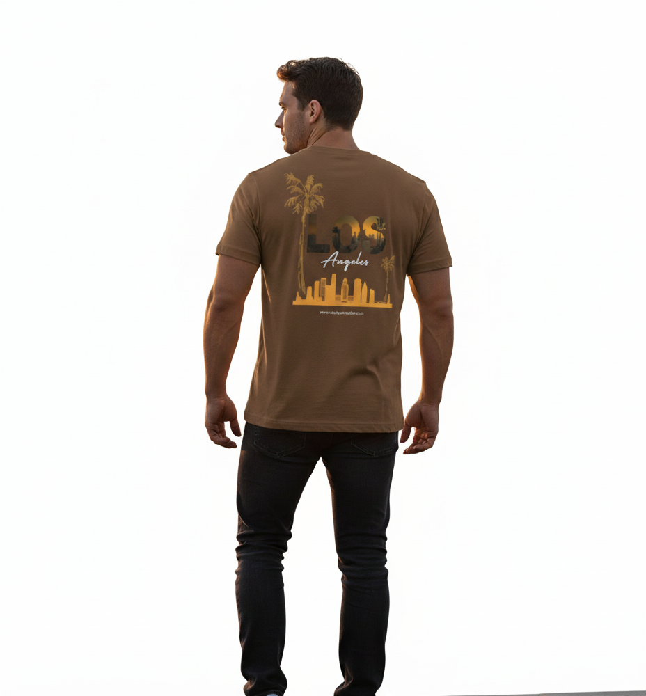 Solid brown colour tshirt printed los angeles