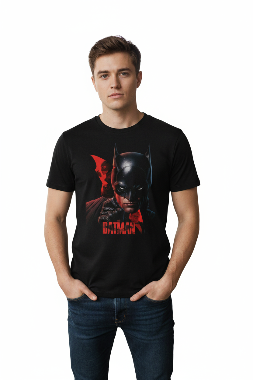 Solid black tshirt printed batman