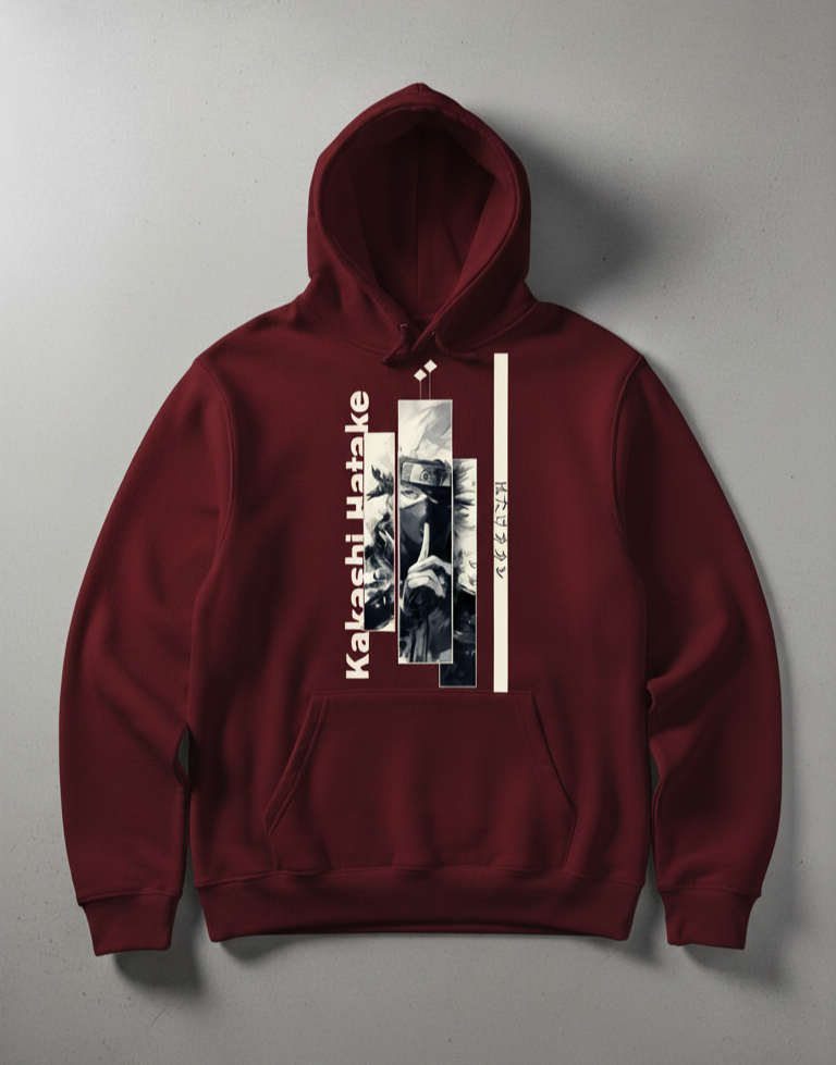 Premium hoodie for winters front side printed famous anime character kakashi hatake