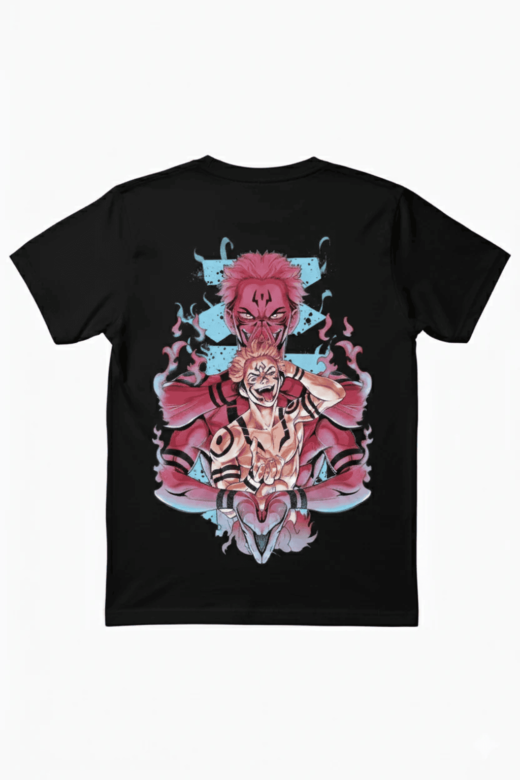 Solid black tshirt printed sukuna famous anime character