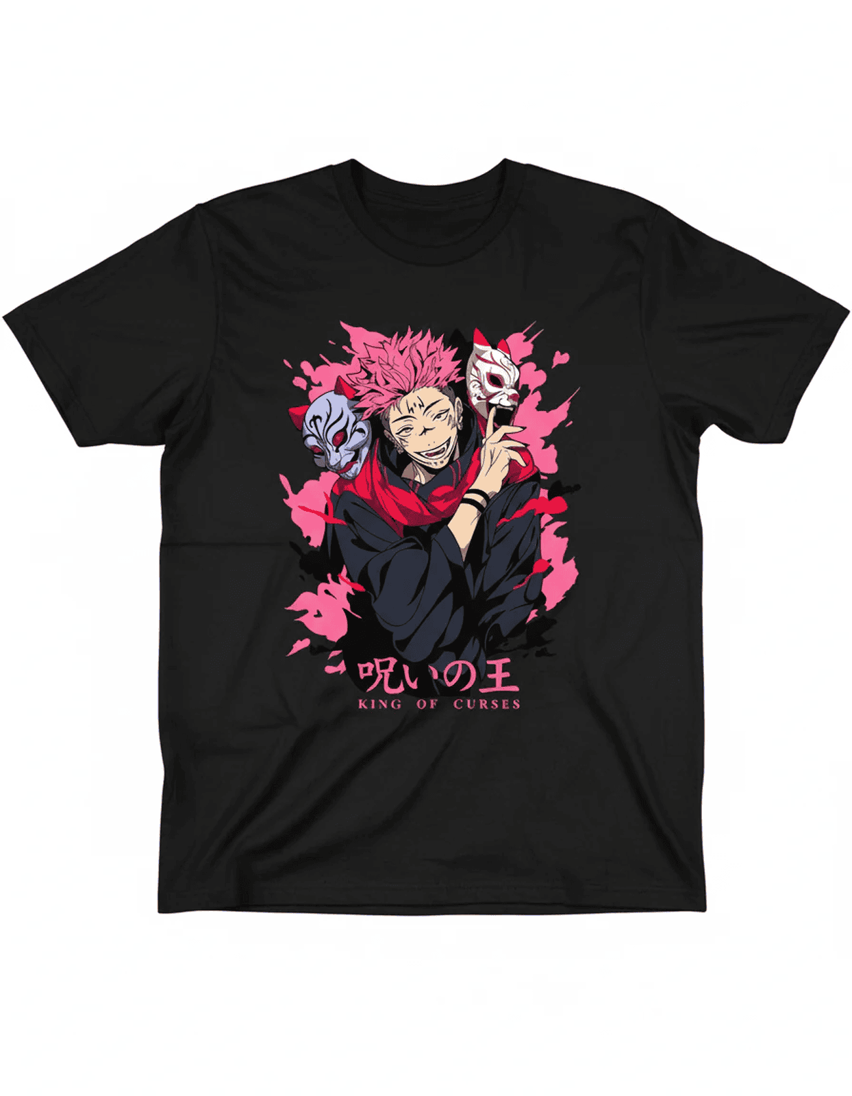 Solid black tshirt printed famous anime series character jujutsu kaisen