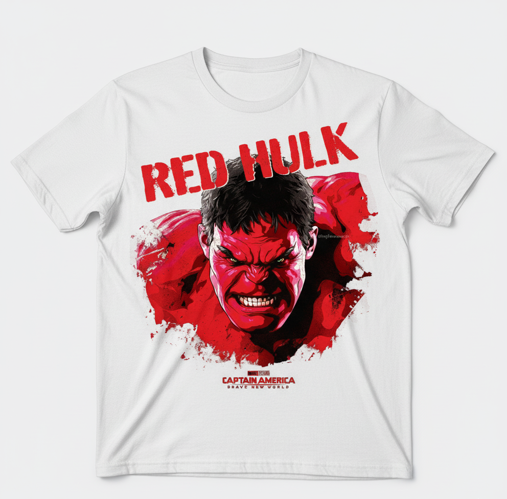 Solid white tshirt printed red hulk