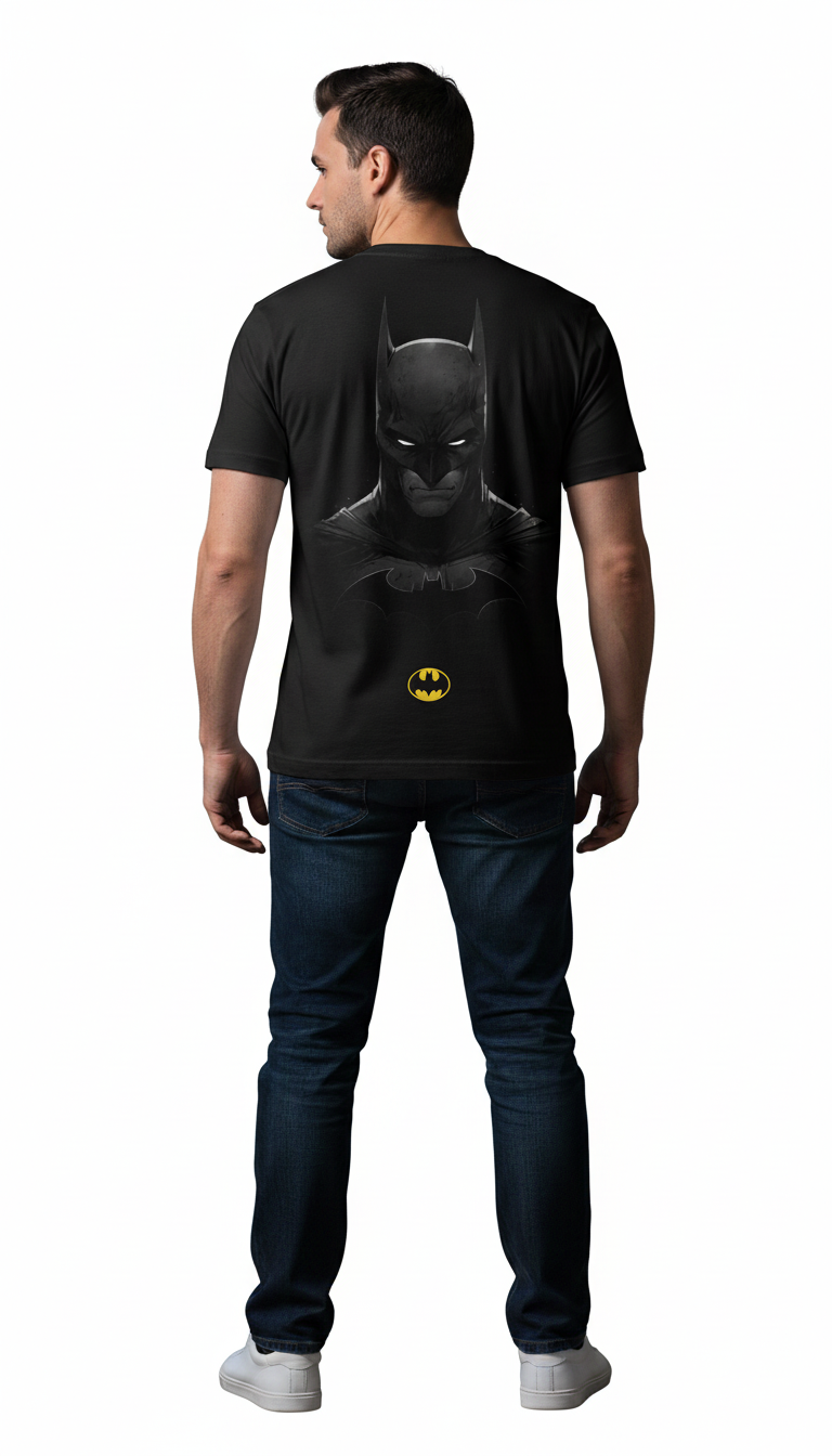 Solid black tshirt printed batman edition