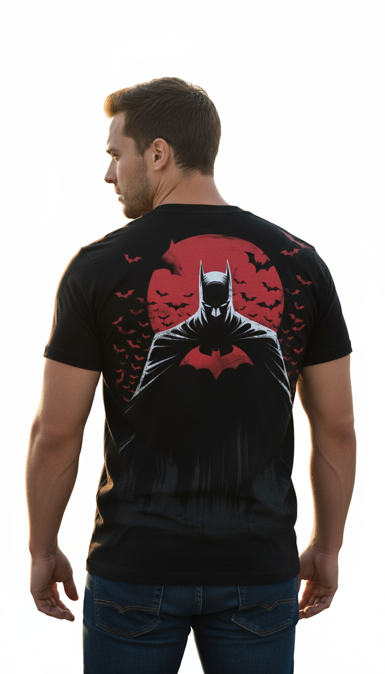 Solid black tshirt printed batman