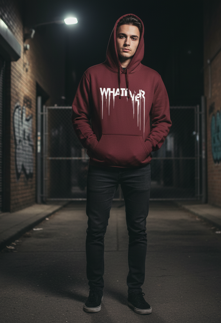 Premium hoodie for winters front side printed WHATEVER