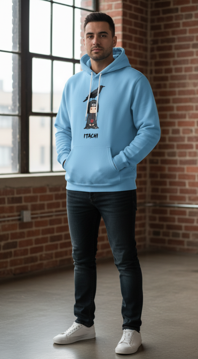 Premium hoodie for winters front side printed baby itachi & crow