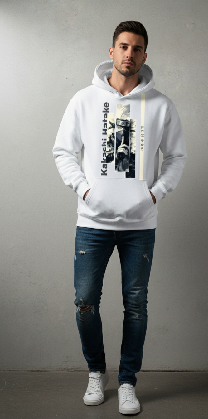 Premium hoodie for winters front side printed famous anime character kakashi hatake