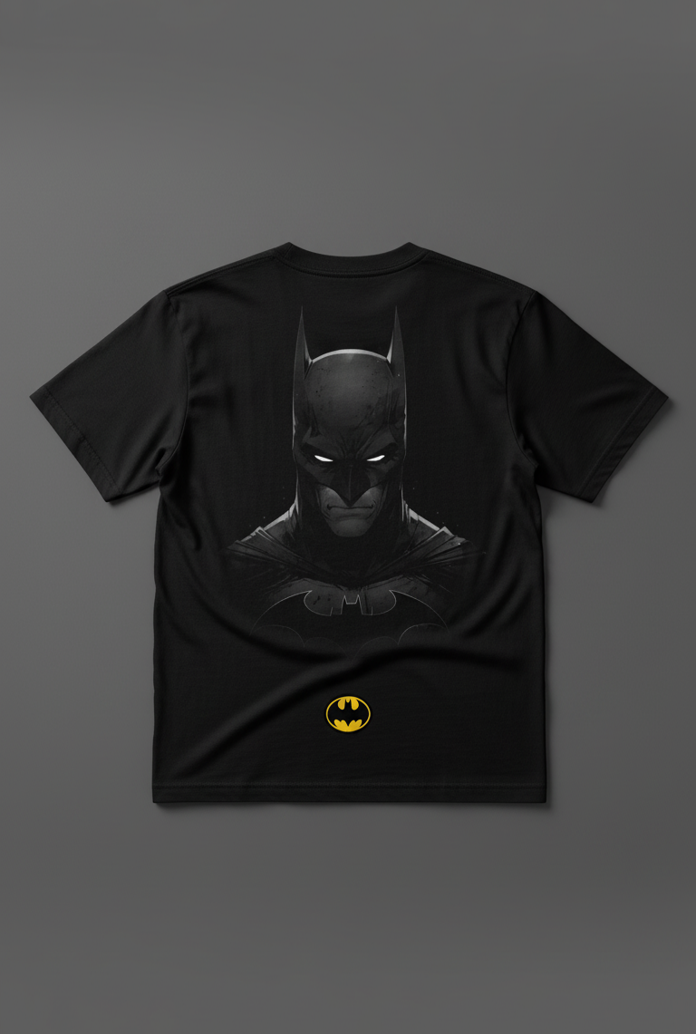 Solid black tshirt printed batman edition