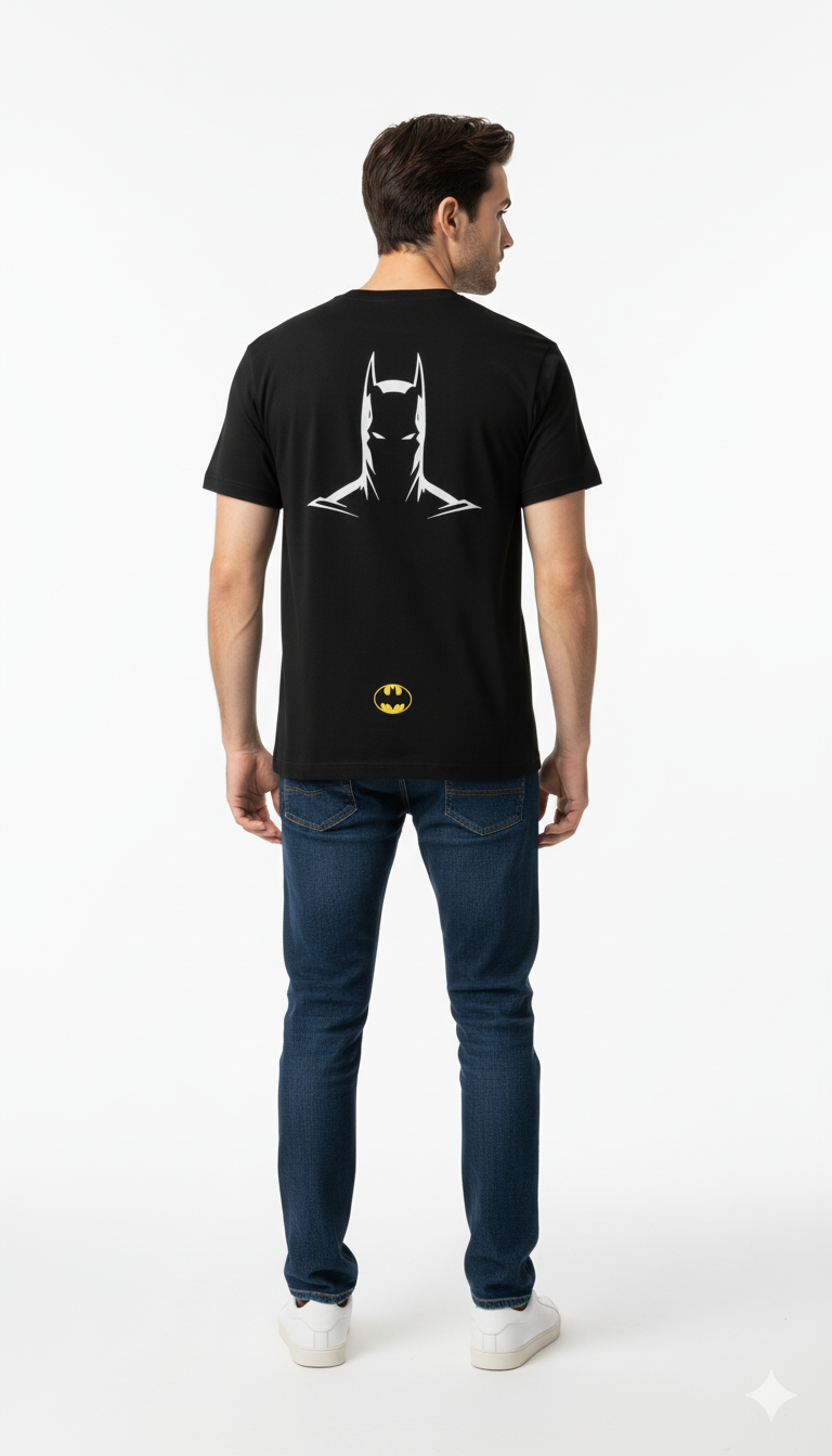 Solid black tshirt printed batman