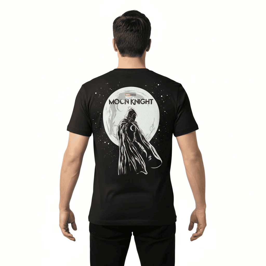 Solid black tshirt printed famous character moon knight