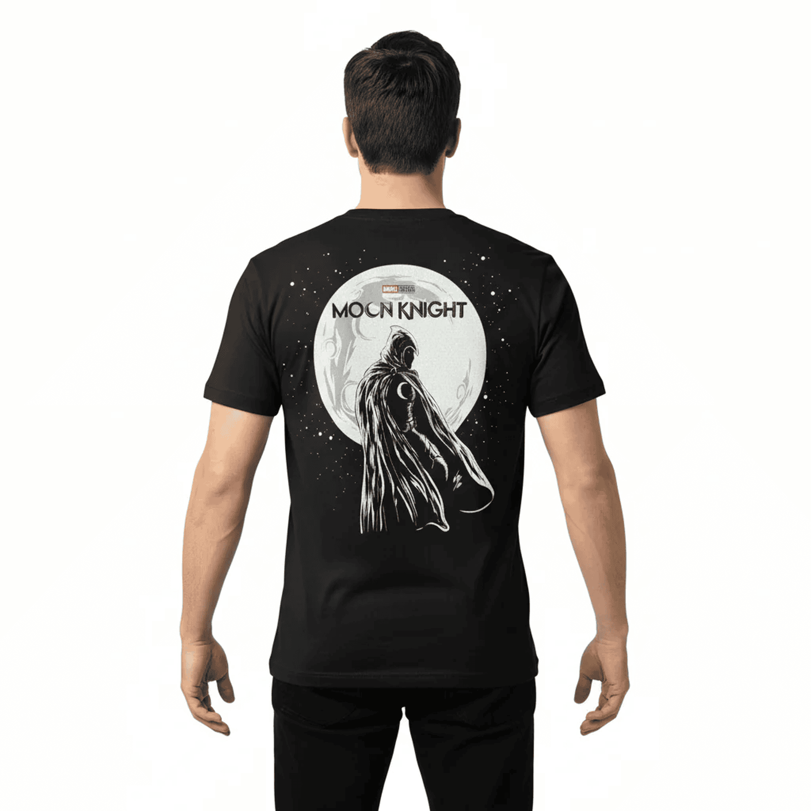 Solid black tshirt printed famous character moon knight