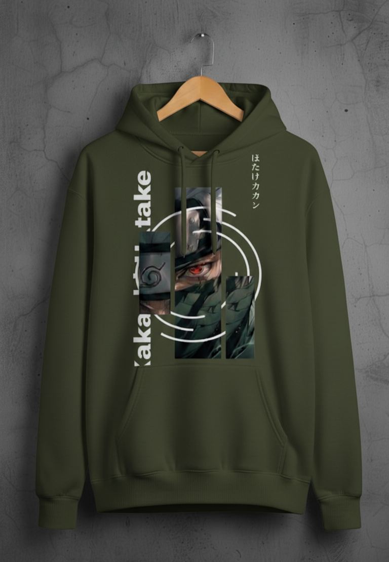 Premium hoodies for winters front side printed famous anime character kakashi hatake