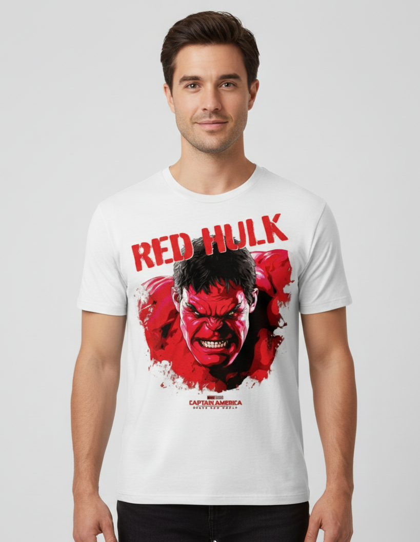 Solid white tshirt printed red hulk