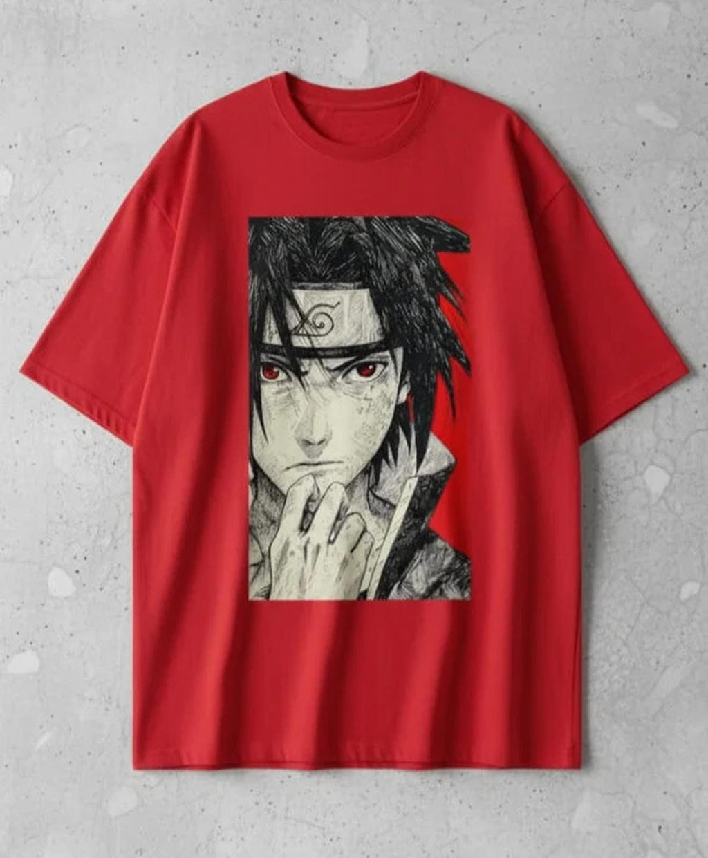 Solid red colour oversized tshirt famous anime character