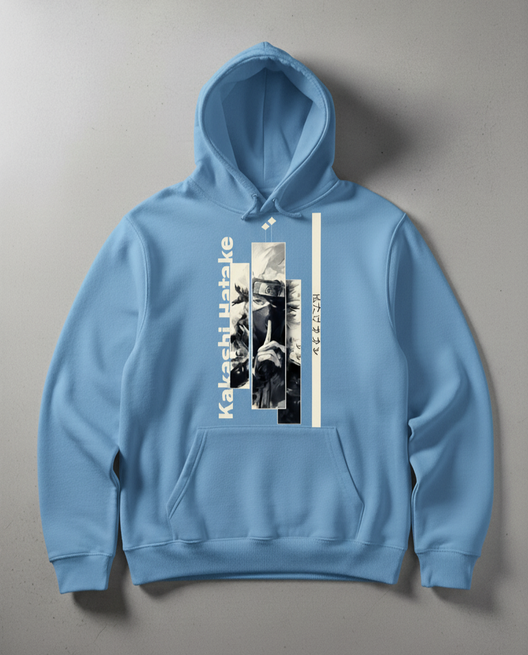 Premium hoodie for winters front side printed famous anime character kakashi hatake