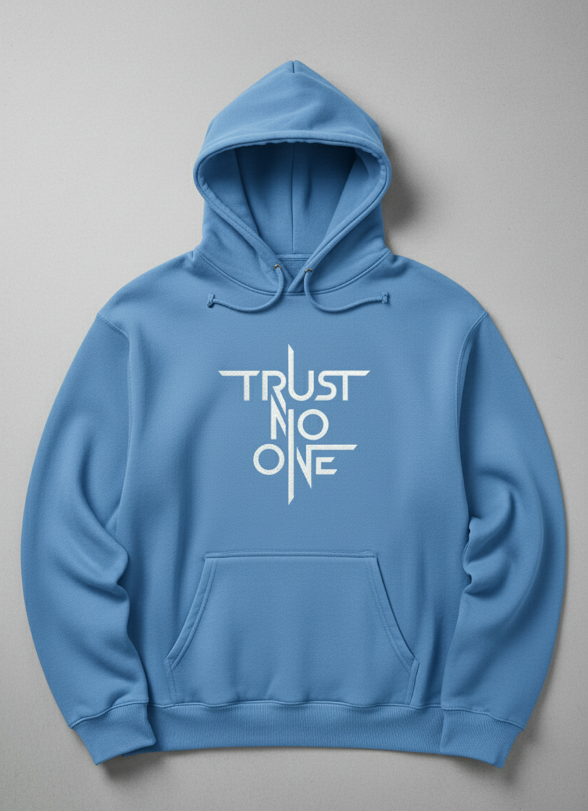 Premium winters hoodie front side printed trust no one