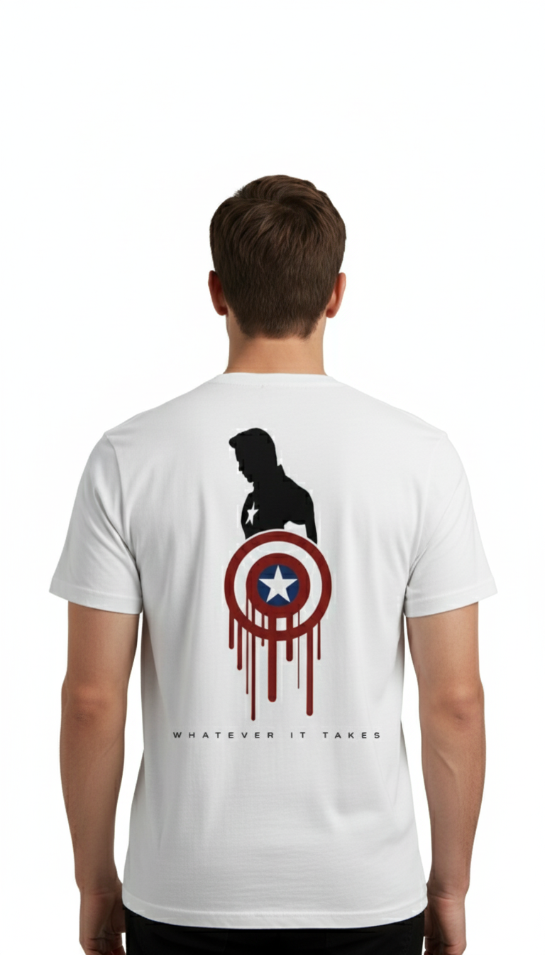 Solid white tshirt printed captain america