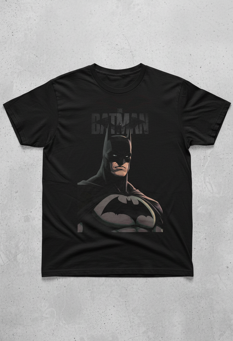 Solid black tshirt printed batman edition