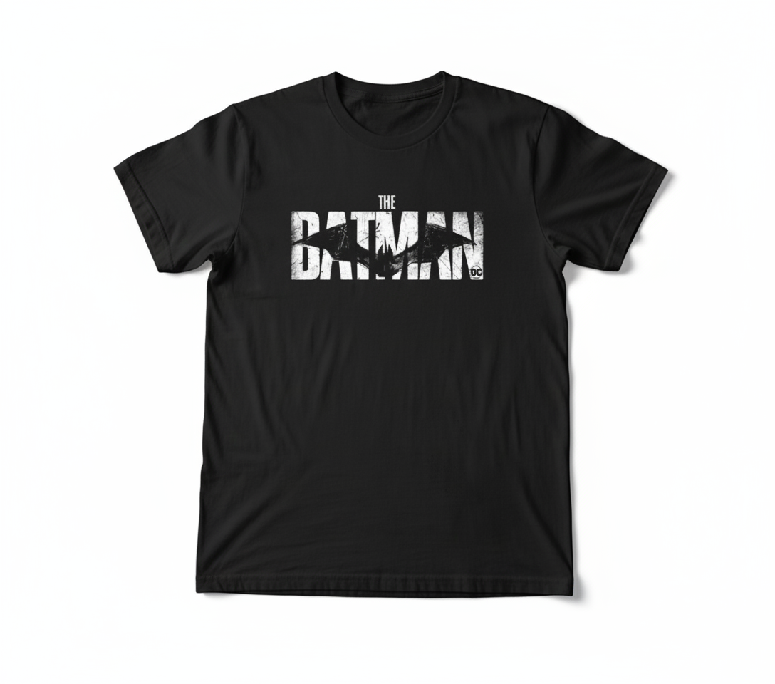 Solid black tshirt printed batman