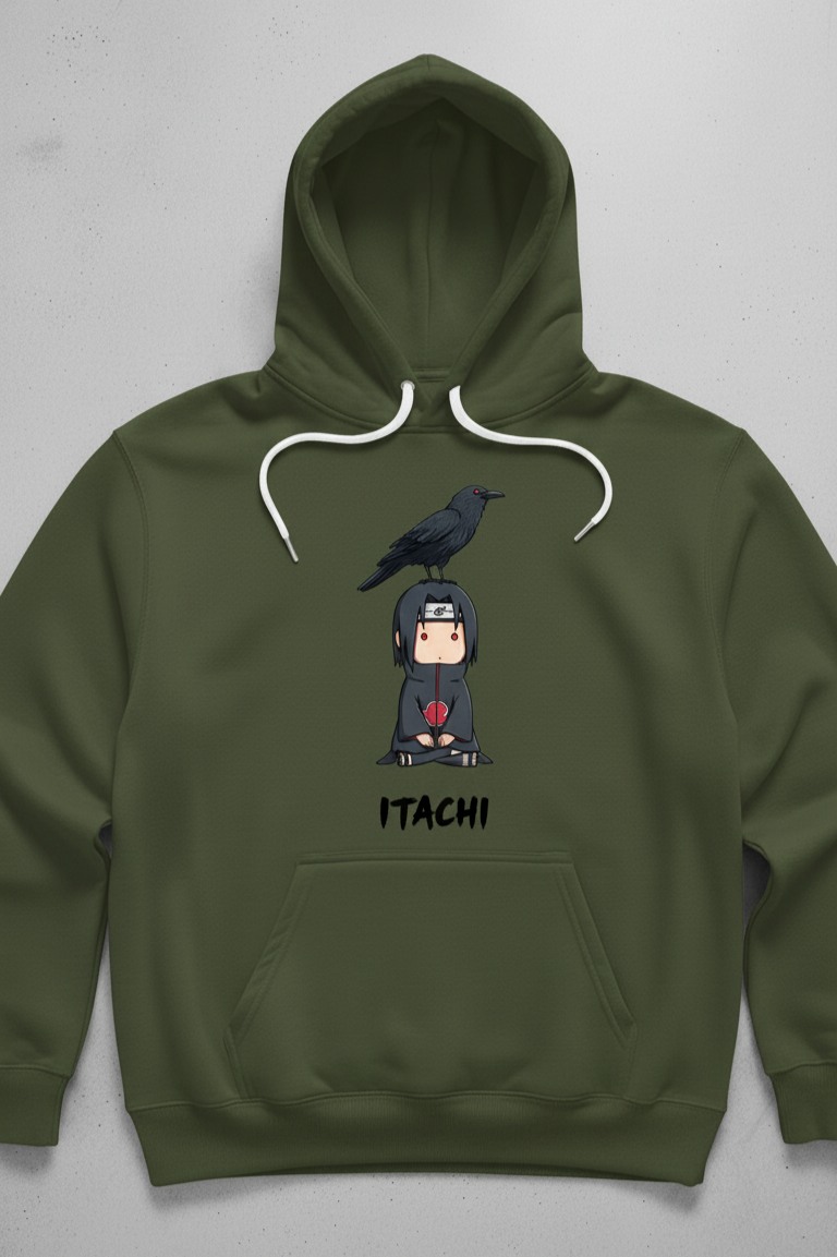 Premium hoodie for winters front side printed baby itachi & crow