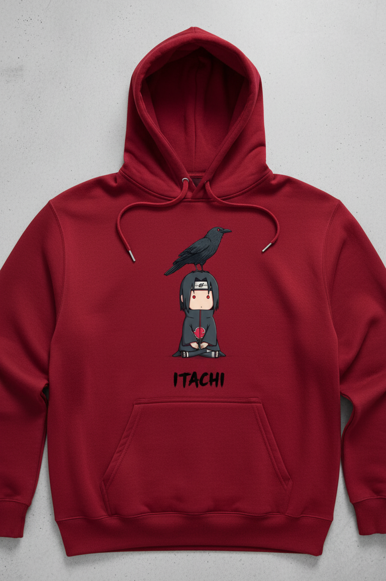 Premium hoodie for winters front side printed baby itachi & crow
