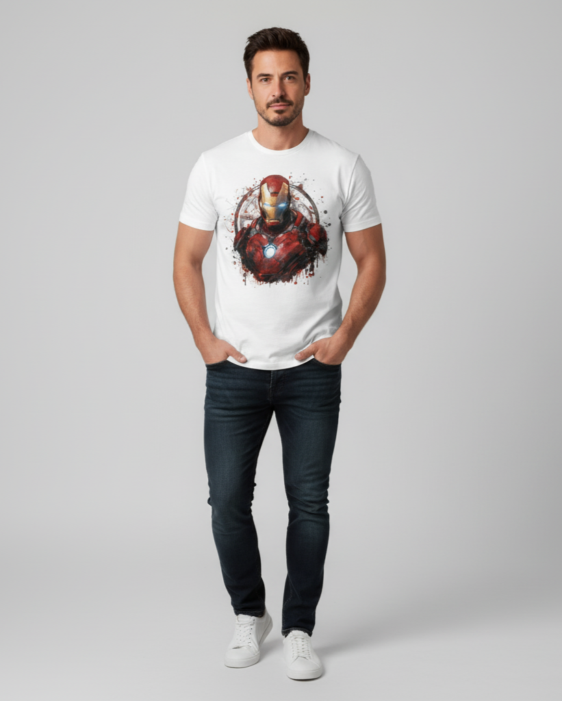 Iron man printed t-shirt white colour