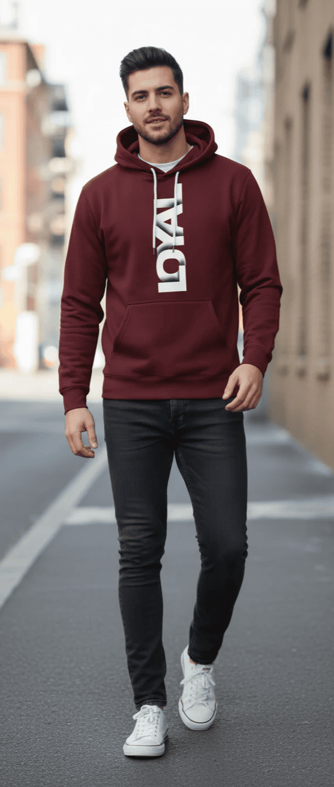 Premium winters hoodie front side printed LOYAL