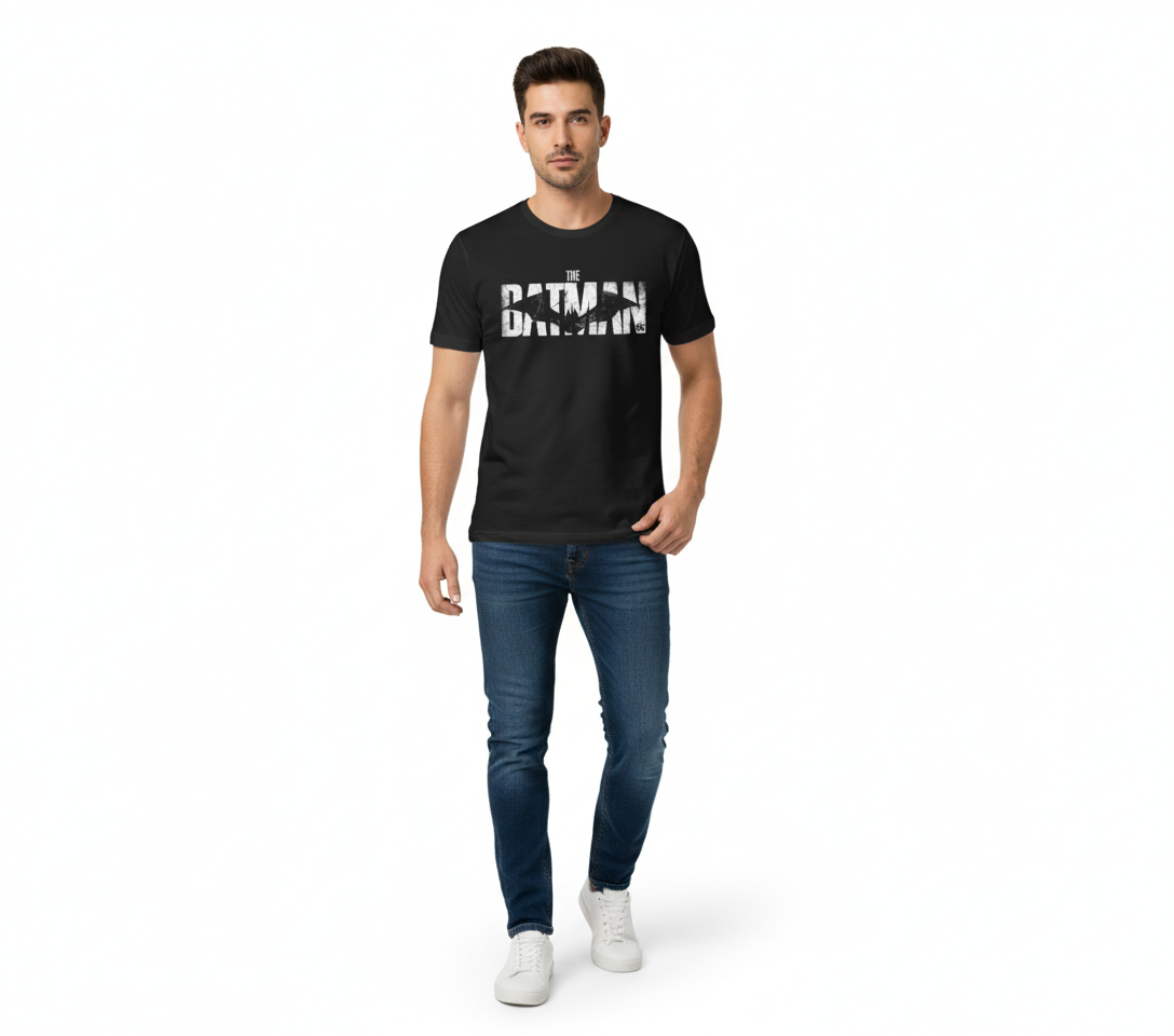 Solid black tshirt printed batman