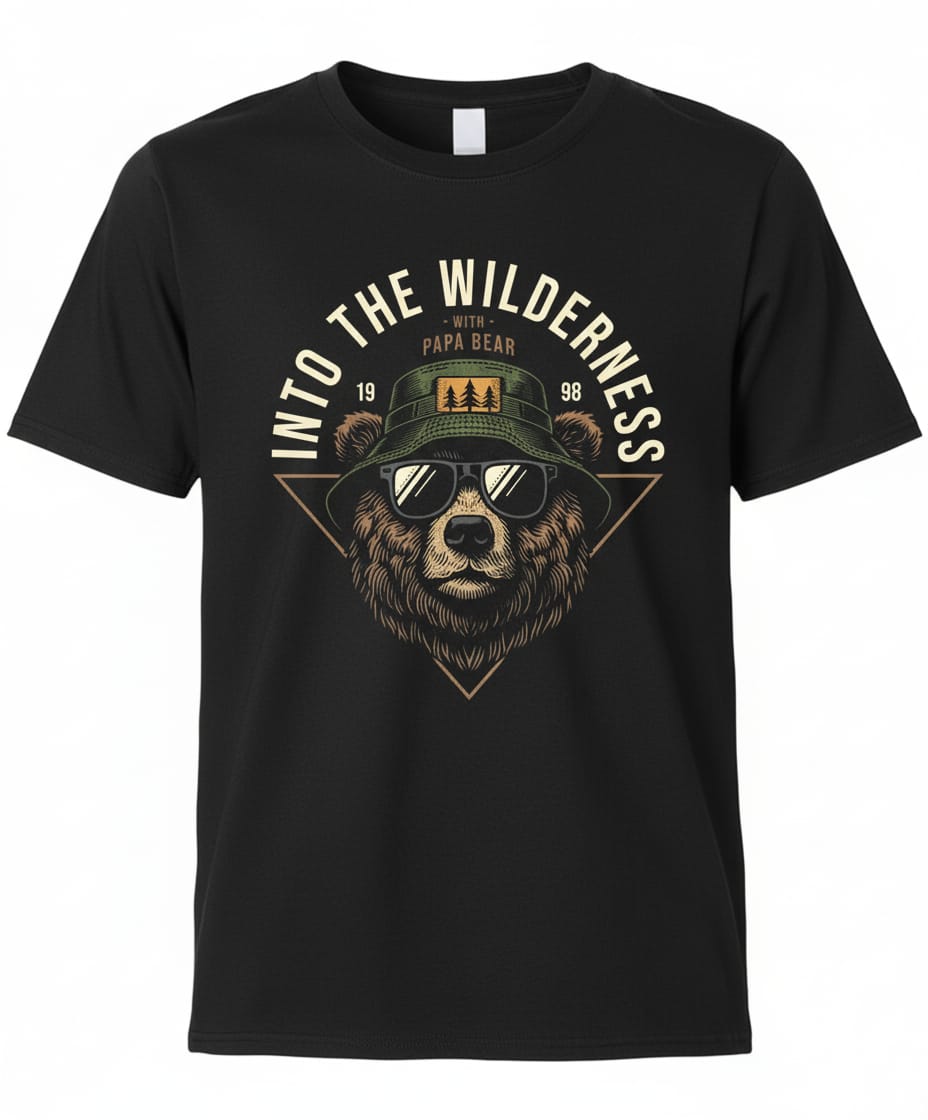 Solid black tshirt printed into the wilderness