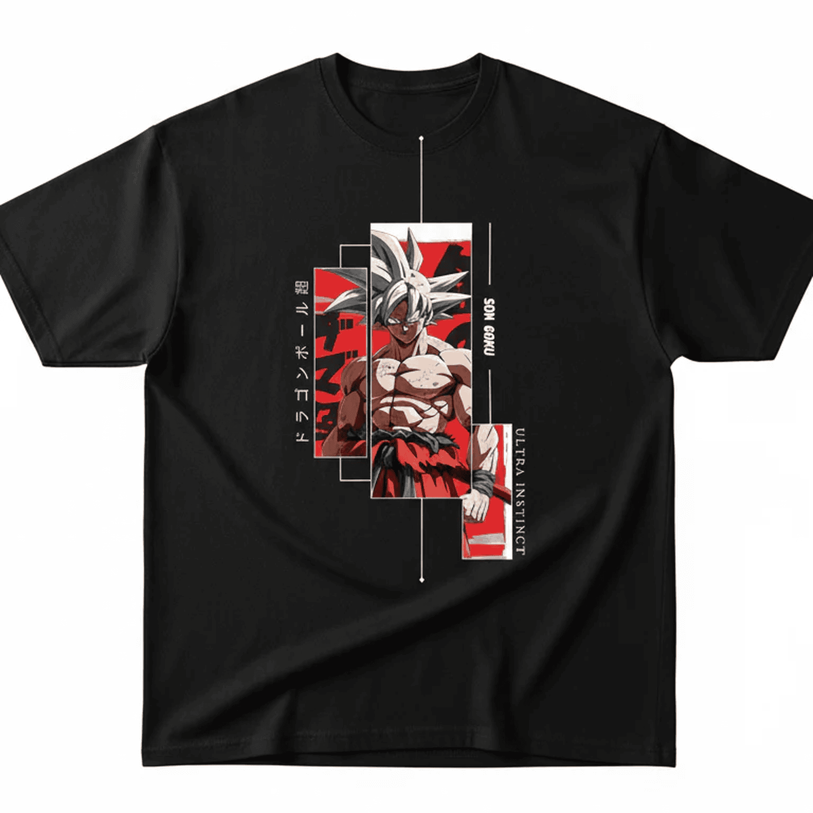 Solid black oversized t shirts printed famous anime character goku