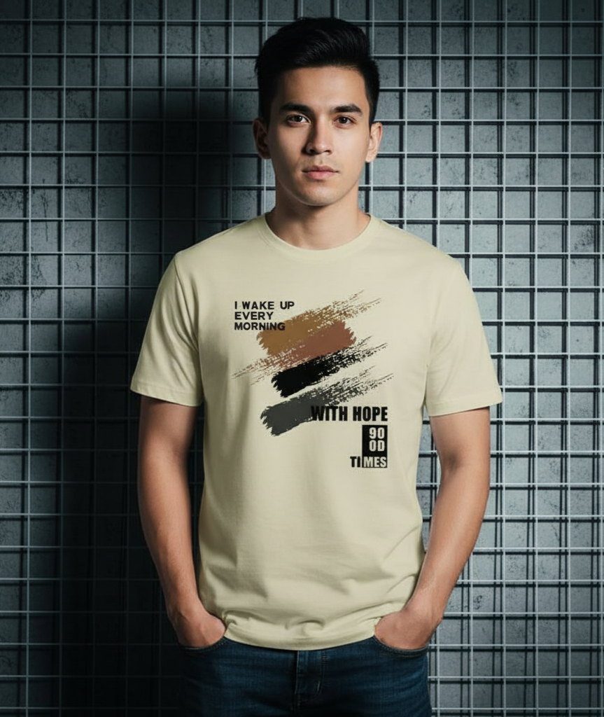 Solid green colour tshirt printed motivational line design