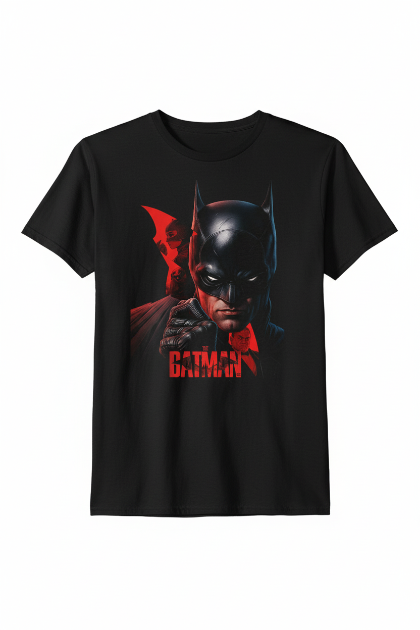 Solid black tshirt printed batman