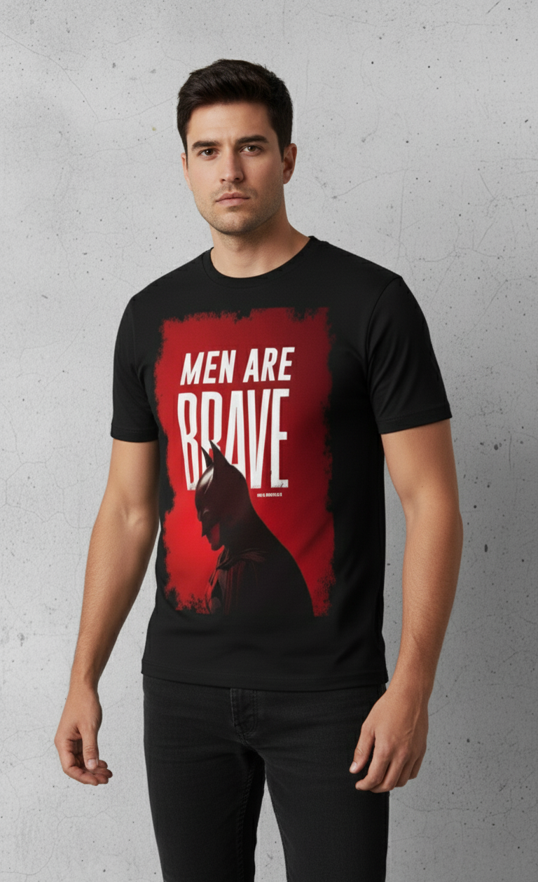 Black tshirt printed men are brave