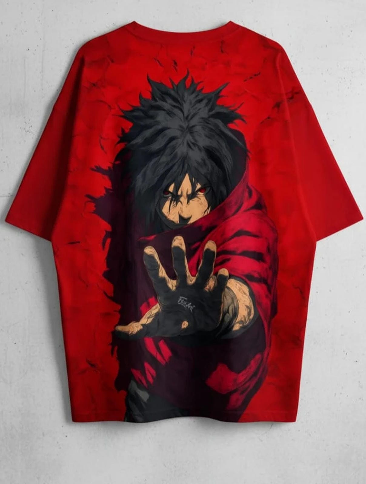 Solid red colour oversized tshirt famous anime character