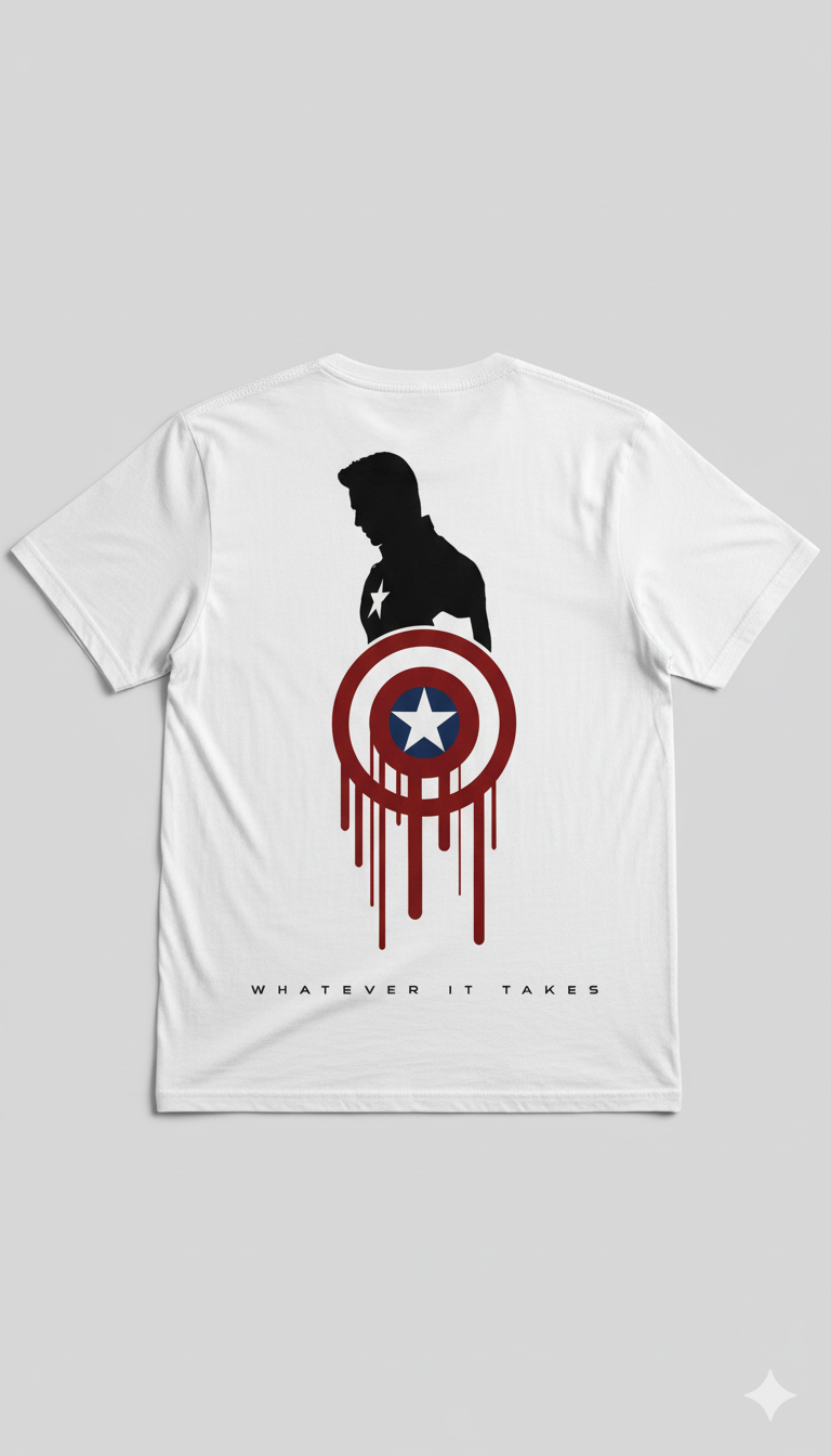 Solid white tshirt printed captain america